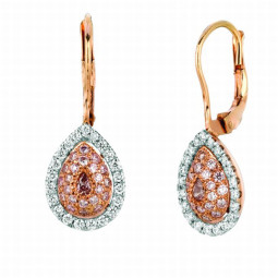 A 2=0.11cts Pear Shape Pink Diamond Earrings Set
