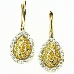 2=0.16cts Pear Shape Yellow Diamond Earrings Set