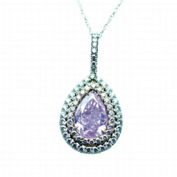 A 2.13ct Pear Shape Fancy Pink Diamond Pendant set