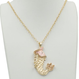 A Unbelivable Yellow Gold Fish Pendant Set Multicolored Diamonds Melees