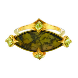 2.10 Mq. Slice Yellow Diamond with 5-0.48 Lime Radiant Diamonds.