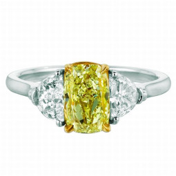 A 1.51ct Cushion Shaped Fancy Light Yellow Diamond Set