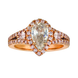 A 1.08ct Pear Shaped Fancy Light Gray Diamond Set In 18K Rose Gold Ring