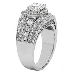 Round Cut Halo Diamond Vintage Engagement Ring