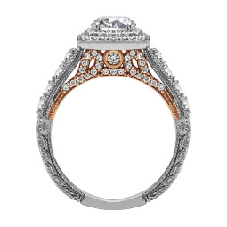 Round Cut Halo Diamond Vintage Engagement Ring