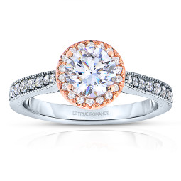 Rm1286rtt-14k White Gold Round Cut Halo Diamond Engagement Ring