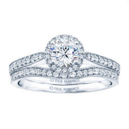 Rm1286rtt-14k White Gold Round Cut Halo Diamond Engagement Ring