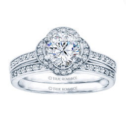 Rm1347-14k White Gold Round Cut Halo Diamond Engagement Ring
