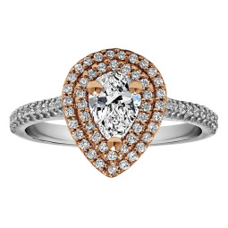 Pear Shape Halo Diamond Vintage Engagement Ring