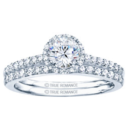 Rm1408-14k White Gold Round Cut Halo Diamond Engagement Ring