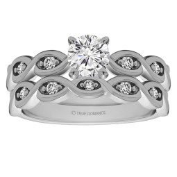 Rm1439 -14k White Gold Round Cut Diamond Infinity Engagement Ring