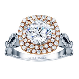 Round Cut Double Halo Diamond Infinity Engagement Ring