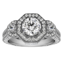 Round Cut Halo Diamond Vintage Engagement Ring