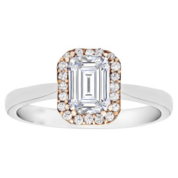 Emerald Cut Halo Diamond Engagement Ring