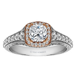 Cushion Cut Halo Diamond Vintage Engagement Ring