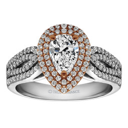 Pear Shape Halo Diamond Vintage Engagement Ring
