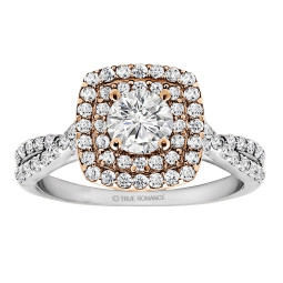 Round Cut Diamond Double Halo Infinity Engagement Ring