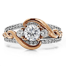 RM1546-14K White & Rose Gold Infinity Engagement Ring.