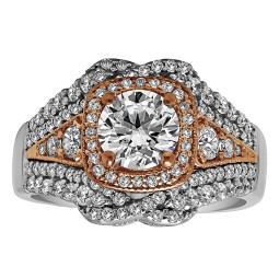 Round Cut Halo Diamond Vintage Engagement Ring