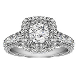Round Cut Halo Diamond Vintage Engagement Ring