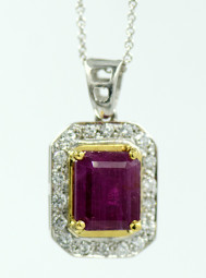 Emerald Cut Ruby Pendant