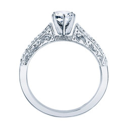Rm1118-14k White Gold Vintage Engagement Ring