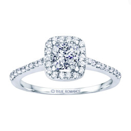 Rm1301p-14k White Gold Princess Cut Halo Diamond Engagement Ring