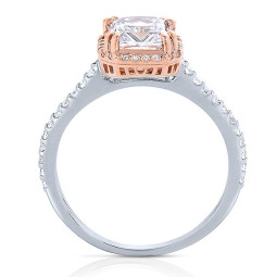 Rm1309ptt-14k Rose Gold Princess Cut Halo Diamond Engagement Ring