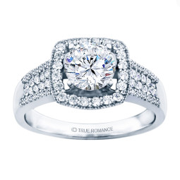 Rm1375-14k White Gold Halo Engagement Ring