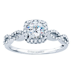 Rm1390-14k White Gold Round Cut Halo Diamond Infinity Engagement Ring