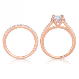 Rm1390r_set -14k Rose Gold Round Cut Halo Diamond Infinity Engagement Ring