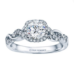 Rm1405 -14k White Gold Round Cut Halo Diamond Infinity Engagement Ring