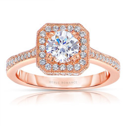 Rm1414r-14k Rose Gold Round Cut Halo Diamond Engagement Ring