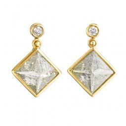 Black Pyramid Earrings set with 5.87 Gray & 0.13 Gray Round Diamonds.