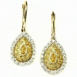 2=0.16cts Pear Shape Yellow Diamond Earrings Set