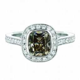 A 1.80ct Cushion Shaped Fancy Light Brown Diamond Set In A Platinum Ring