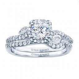 Rm1407r-14k White Gold Halo Engagement Ring