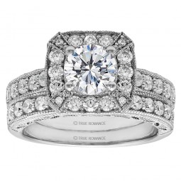 Round Diamond Halo Vintage Engagement Ring