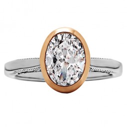 Oval Cut Diamond Bezel/Vintage Style Engagement Ring