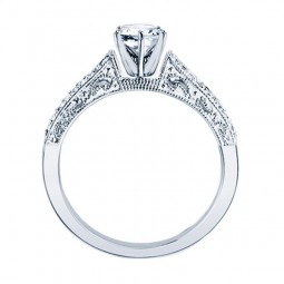 Rm1118-14k White Gold Vintage Engagement Ring