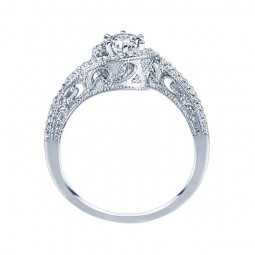 Rm1159-14k White Gold Vintage Engagement Ring