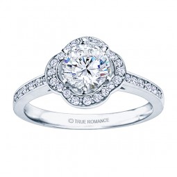 Rm1347-14k White Gold Round Cut Halo Diamond Engagement Ring
