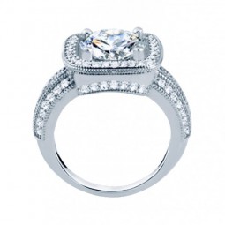 Rm1377-14k White Gold Vintage Engagement Ring