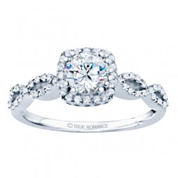 Rm1390-14k White Gold Round Cut Halo Diamond Infinity Engagement Ring