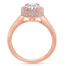 Rm1414r-14k Rose Gold Round Cut Halo Diamond Engagement Ring