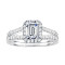 Emerald Cut Split Shank Halo Diamond Engagement Ring