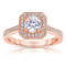Rm1414r-14k Rose Gold Round Cut Halo Diamond Engagement Ring