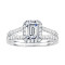 Emerald Cut Split Shank Halo Diamond Engagement Ring